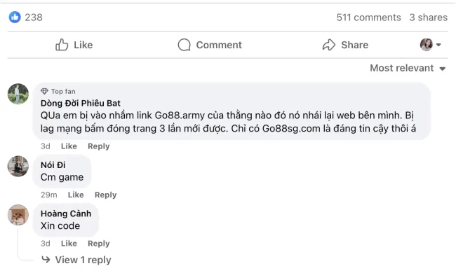 thanh vien ca do phan nan ve link vao Go88